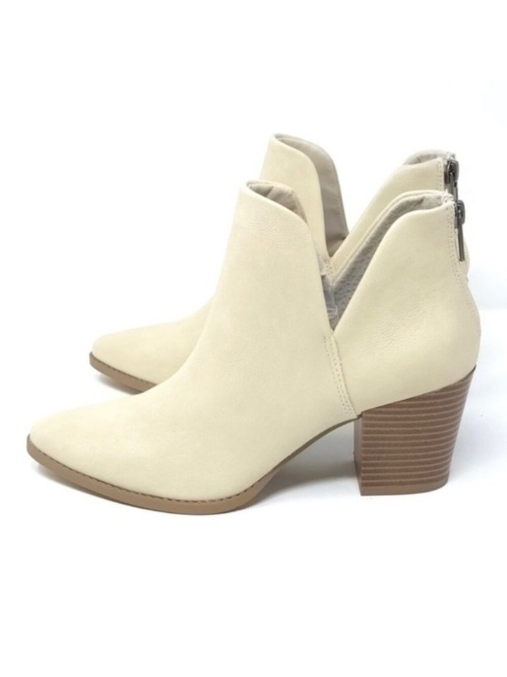 New Sun + Stone Eliza Ecru Faux Leather Almond Toe Ankle Boots Women’s 8M - Picture 5 of 11